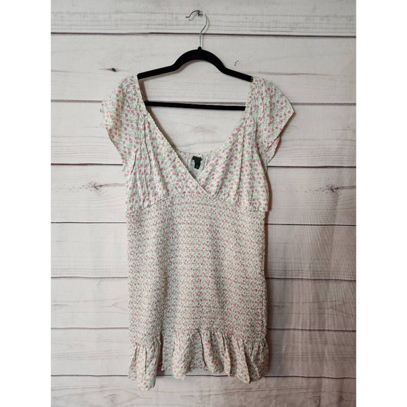 Wild Fable Womens Tunic Dress White Mini Floral Stretch Cap Sleeve Plus XXL - Picture 1 of 6